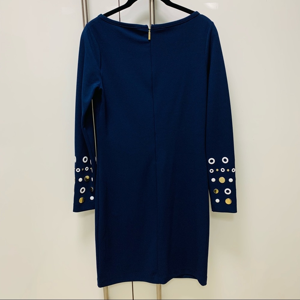 NWOT Michael Kors Navy Dress w/Sleeve Embellishments Size XS - Picture 10 of 12